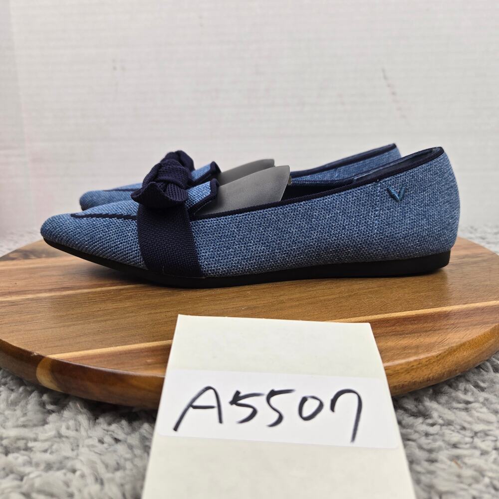 Vivaia Womens 36 Michelle 2.0 Pointed Toe Bow Full Strap Blue Casual Daily Flats